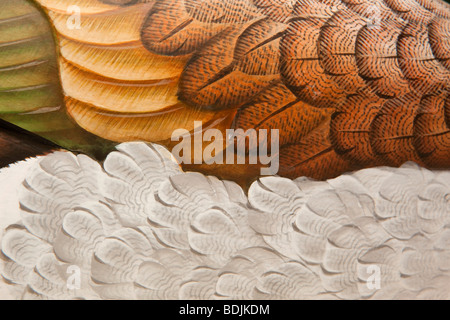 L'INDONÉSIE, Bali, de l'artisanat, Goa Gajah, sculpture sur bois canard balinais par Ngurah Umum détail tête Banque D'Images