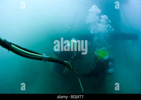 Israël, Hadera, photographie sous-marine de l'installation de la tête d'aspiration de l'étranger pour l'usine de dessalement Banque D'Images