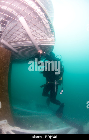 Israël, Hadera, photographie sous-marine de l'installation de la tête d'aspiration de l'étranger pour l'usine de dessalement Banque D'Images