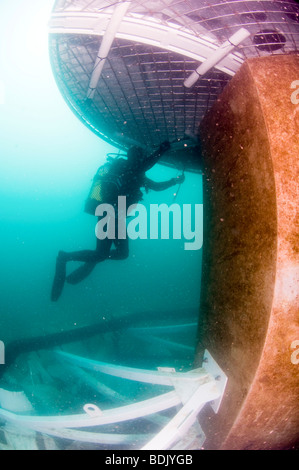 Israël, Hadera, photographie sous-marine de l'installation de la tête d'aspiration de l'étranger pour l'usine de dessalement Banque D'Images