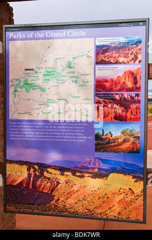 Panneaux d'interprétation au, Kolob Canyons Visitor Center de Zion National Park, Utah Banque D'Images