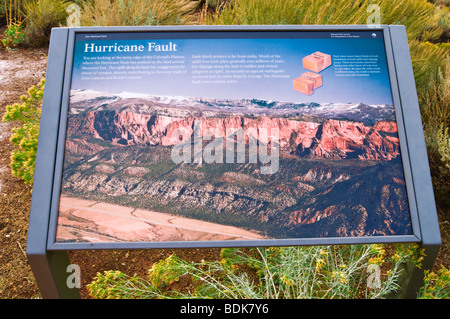 Panneau d'interprétation à l', Kolob Canyons Visitor Center de Zion National Park, Utah Banque D'Images