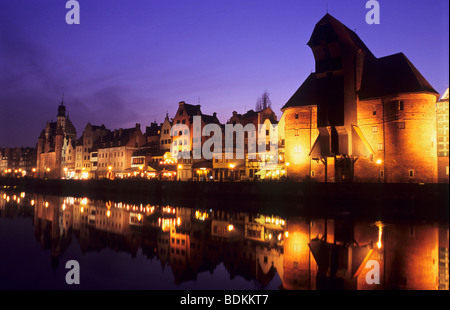 Ancienne grue de bois, Gdansk, Pologne Banque D'Images