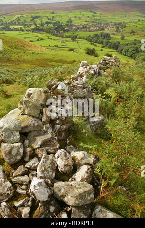 Vue de Fremington Bord à Reeth village, Swaledale, Yorkshire Dales National Park, England. Banque D'Images