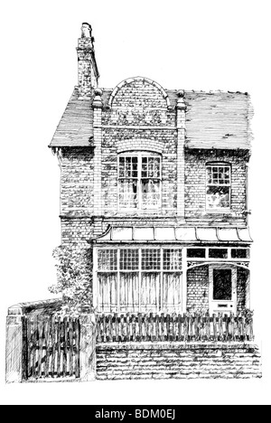 UK, Cheshire, Wilmslow, Edwardian house à Stephen Street, illustration de ligne Banque D'Images