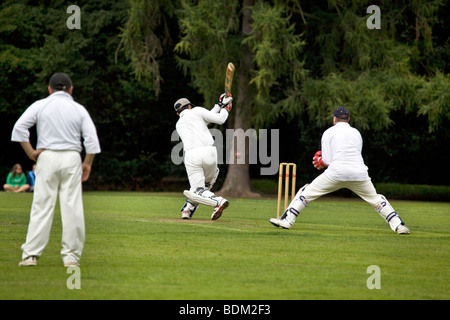 Jouer au cricket dans le parc Chiswick House Londres Banque D'Images