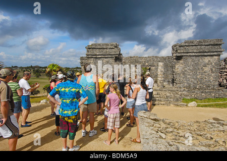 Les ruines mayas de Tulum (1200-1524). Tulum. L'état de Quintana Roo. Riviera Maya. Péninsule du Yucatan. Le Mexique Banque D'Images