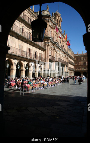 La Plaza Mayor, à Salamanque, Castille et Leon, Espagne Banque D'Images