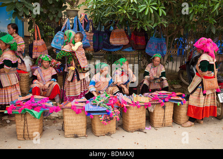 Tribu Flower Hmong du nord du Vietnam Banque D'Images