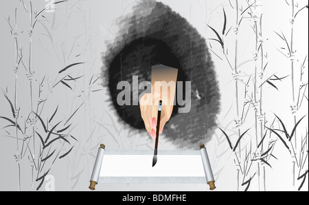 Défilement chinois,Illustration et peinture Banque D'Images