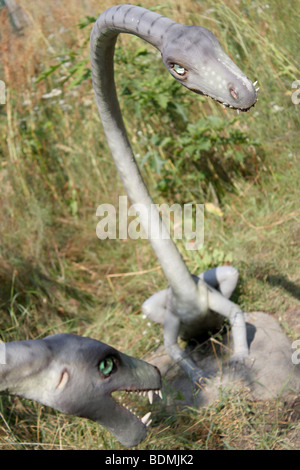 Tanystropheus, parc préhistorique, réplique taille réelle, 2009 Banque D'Images