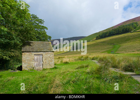 Les marcheurs sur le chemin de Edale jusqu'à sonner sur Roger, Kinder Scout, près de Edale, parc national de Peak, Derbyshire, Angleterre, Royaume-Uni Banque D'Images