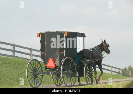 Buggy Amish près de Fredericktown , Ohio Banque D'Images