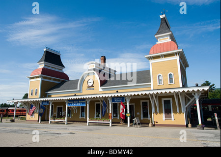 North Conway, NH railroad station conçu par l'architecte Nathaniel J. Bradlee de Boston en 1874 Monument Historique Banque D'Images