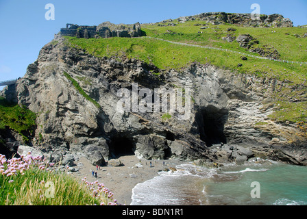 Château de Tintagel, site National Trust, ruines historiques, Côte Nord, Cornwall, Angleterre, Royaume-Uni Banque D'Images