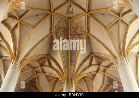 Tübingen, église paroissiale Saint Johannes der Täufer und der évangéliste saint Johannes, Gewölbe im Chor mit Mittelpfeiler Banque D'Images