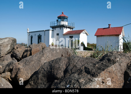 La brique et le stuc Point No Point phare datant de 1879 est le plus vieux phare sur le Puget Sound dans l'État de Washington Banque D'Images