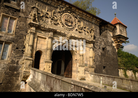 Vue détaillée de la passerelle sur Hohentuebingen Château Banque D'Images