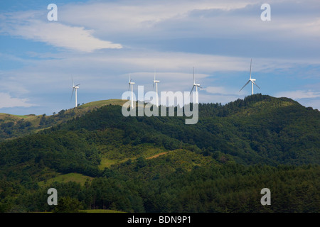 Les éoliennes en milieu rural dans la province de Chungcheongbuk-do en Corée du Sud Banque D'Images