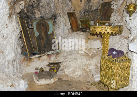 Grotte de Saint Gerasimos à Lassi sur la Méditerranée grecque île de Céphalonie, Grèce GR Banque D'Images