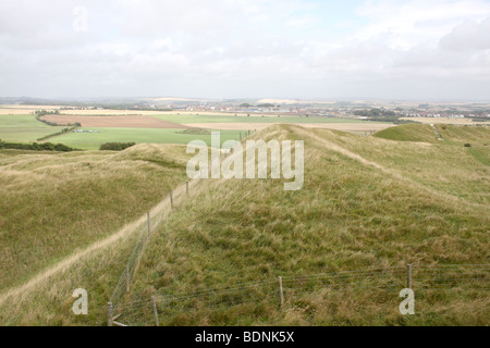 Maiden Castle, Dorchester, Dorset, Angleterre. Banque D'Images