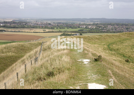 Maiden Castle, Dorchester, Dorset, Angleterre. Banque D'Images