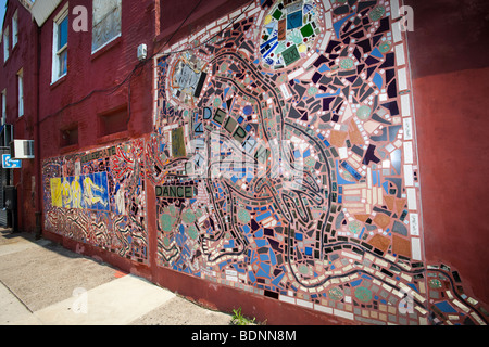 Tile, verre et miroir mosaïque murale, Philadelphia, PA, USA Banque D'Images