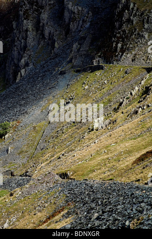 Fonctionnement de Honister Mine d'Ardoise de Honister Pass, Lake District, England, UK. Banque D'Images