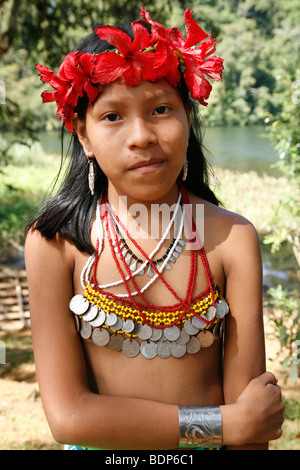 Village indien Embera, Panama, Amérique Centrale Banque D'Images