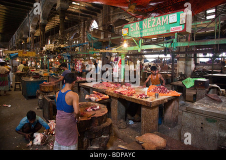 Marché de la viande à l'intérieur du marché de Calcutta Inde Hogg Banque D'Images