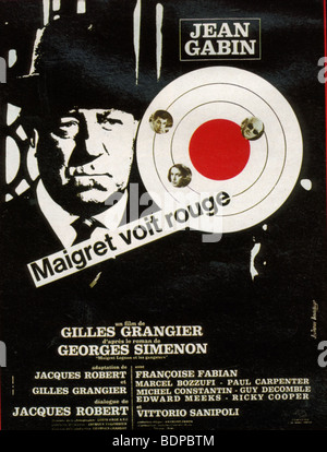 Maigret voit rouge Année : 1963 Réalisateur : Gilles Grangier affiche de film Banque D'Images