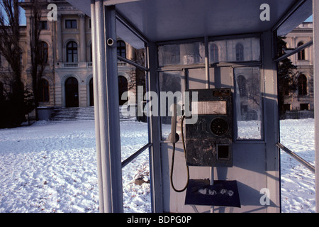 Boîte de téléphone. Bucarest. La Roumanie. Banque D'Images