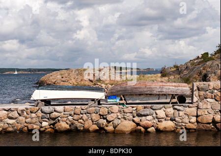 Le petit port de l'île de Søndre Sandøy, Norvège, une des îles Hvaler au sud d'Oslo, près de la côte suédoise Banque D'Images