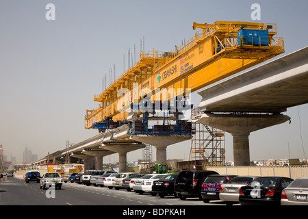 Métro de Dubaï Émirats arabes unis les voies de la construction de la voie Banque D'Images