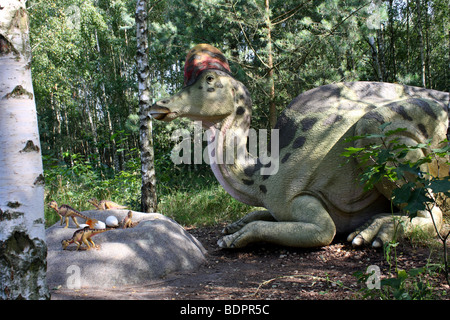 Corythosaurus signifiant 'casque' lézard parc préhistorique, réplique taille réelle, 2009 Banque D'Images