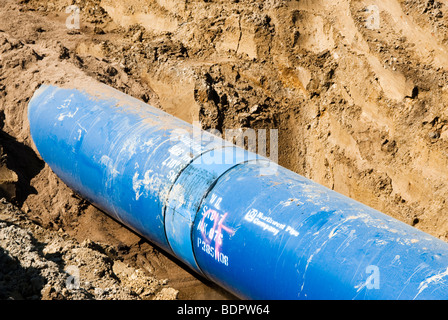 Tuyau d'eau mis à la Louis & Clark Système régional de distribution d'eau la construction du pipe-line site dans le Dakota du Sud Banque D'Images