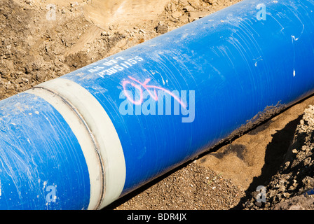 Tuyau d'eau mis à la Louis & Clark Système régional de distribution d'eau la construction du pipe-line site dans le Dakota du Sud Banque D'Images