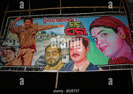 Affiche de film Bollywood colorée à Puri, Orissa, Inde Banque D'Images