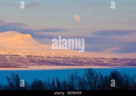 Abendstimmung, Stora sjoefallet parc national, Norrbotten, Laponie, Schweden, soir, humeur, Laponie, Suède Banque D'Images