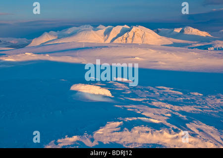 Massif de l'Akka au coucher du soleil, Laponie, Suède Banque D'Images