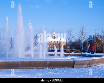 Couvert de neige, jardins de Broadway Letchworth Garden City Banque D'Images