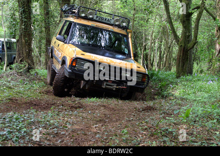 Hors-piste dans une Land-Rover Discovery 4x4 Banque D'Images