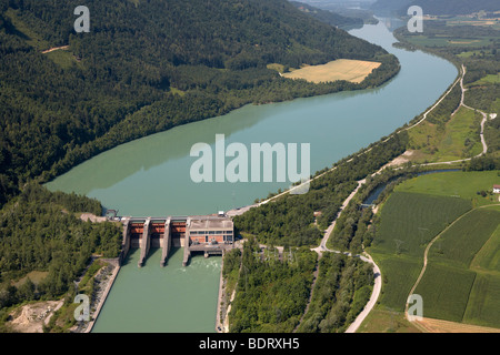 Centrale hydroélectrique sur la rivière Drau en Galice, photo aérienne, Rosental, Carinthie, Autriche, Europe Banque D'Images