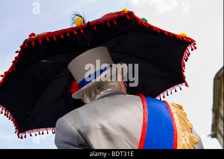 Adamant Marching Jazz Band parade dans les rues au cours de Brecon Jazz Festival UK Banque D'Images