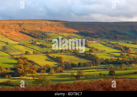 Danby Dale à vers Botton village, North Yorkshire Moors National Park, Angleterre. Banque D'Images