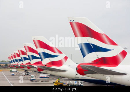 Les ailerons de queue de British Airways Banque D'Images