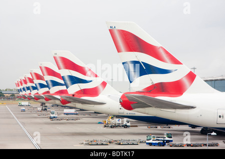 Les ailerons de queue de British Airways. Banque D'Images