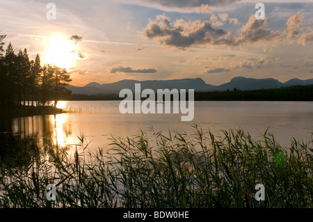 Abendstimmung une einem voir, jaemtland, Schweden, soir à un lac à l'humeur, la Suède Banque D'Images