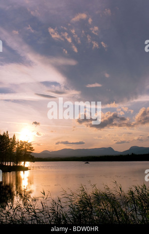 Abendstimmung une einem voir, jaemtland, Schweden, soir à un lac à l'humeur, la Suède Banque D'Images