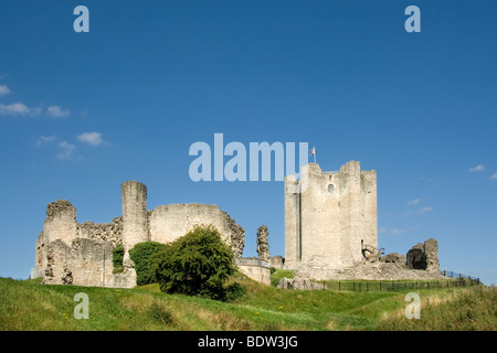 La demeure de Conisbrough Castle, l'un des plus beaux châteaux normands et l'inspiration de Sir Walter Scott, Ivanhoé. Banque D'Images